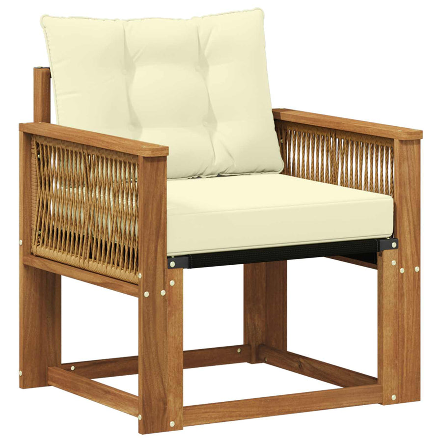Buiten Midden Sofa Massief Acaciahout en Textilene Naturel