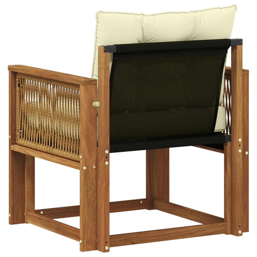 Buiten Midden Sofa Massief Acaciahout en Textilene Naturel