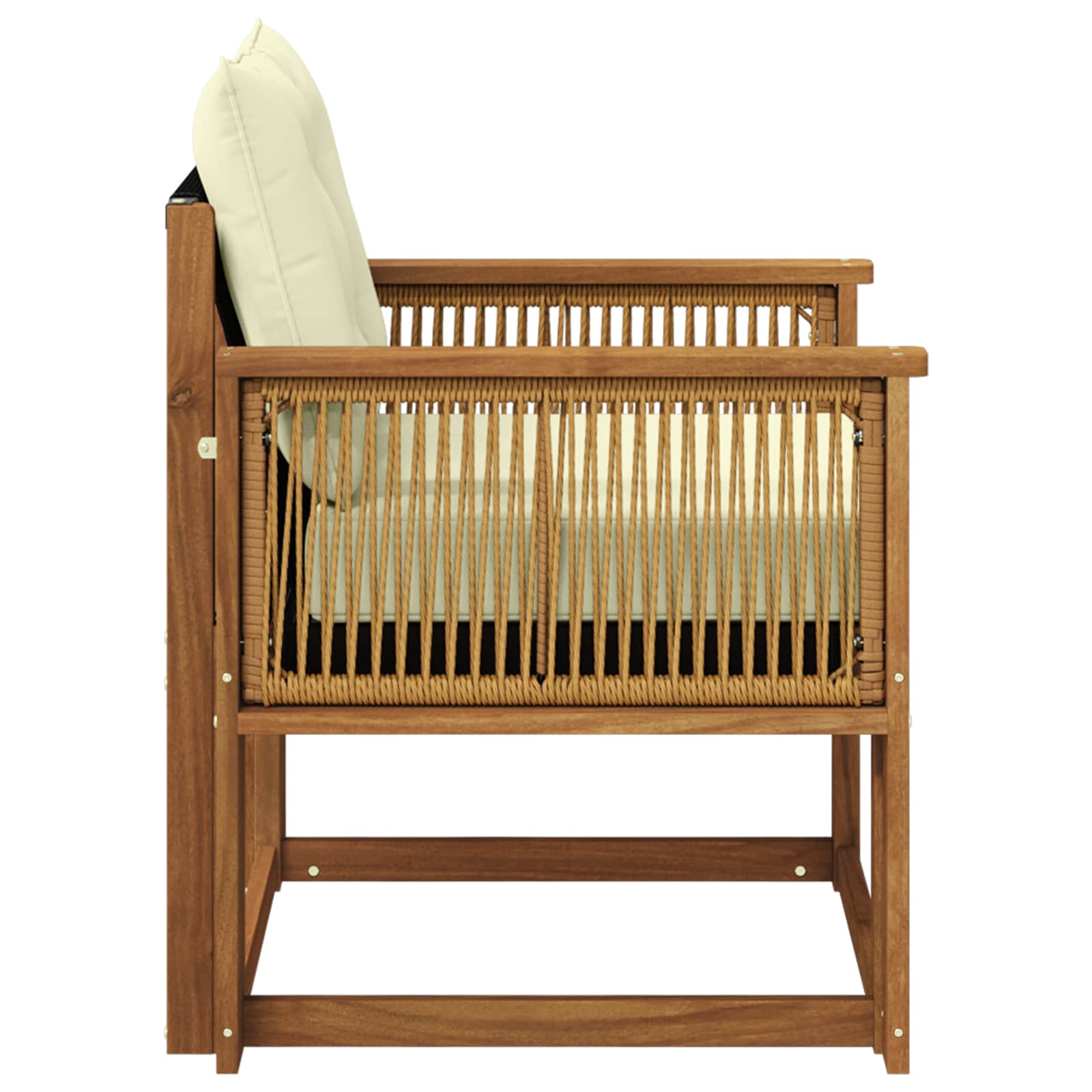 Buiten Midden Sofa Massief Acaciahout en Textilene Naturel