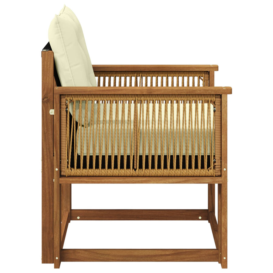 Buiten Midden Sofa Massief Acaciahout en Textilene Naturel