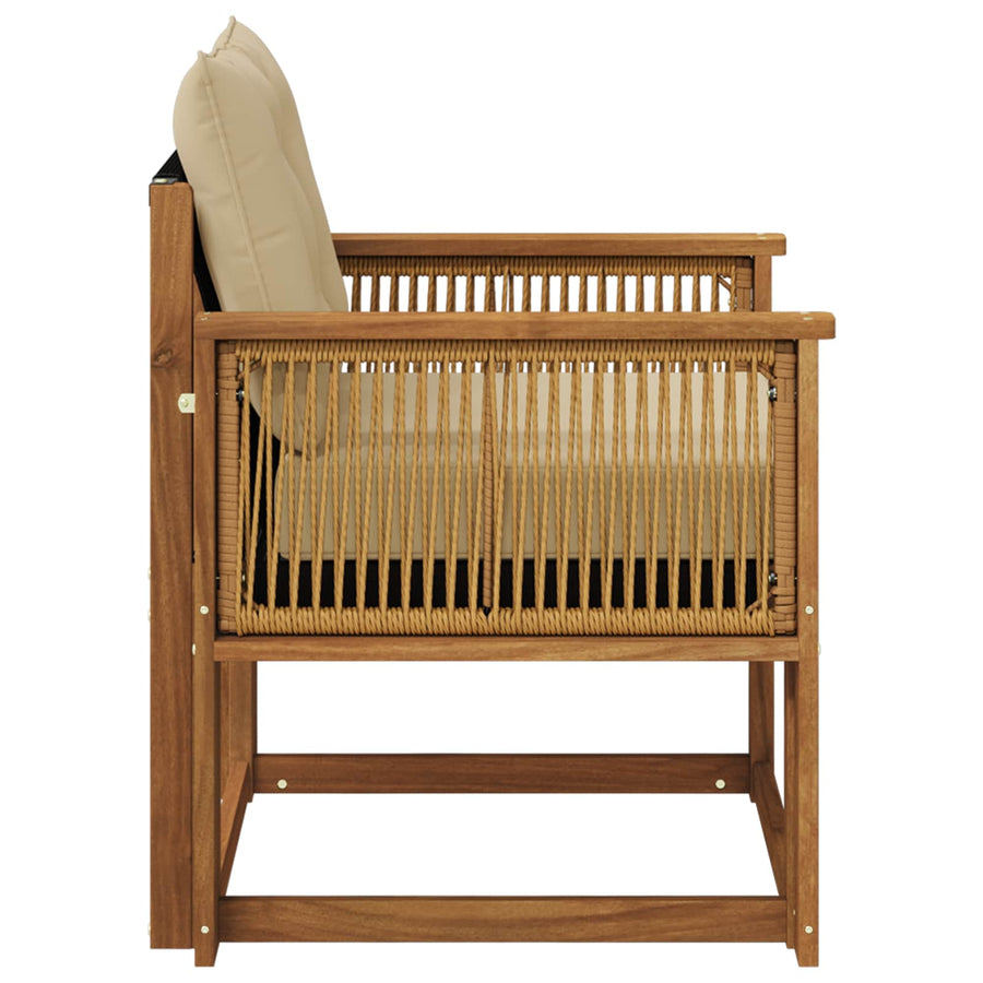 Buiten Midden Sofa Massief Acaciahout Naturel Koffie touw