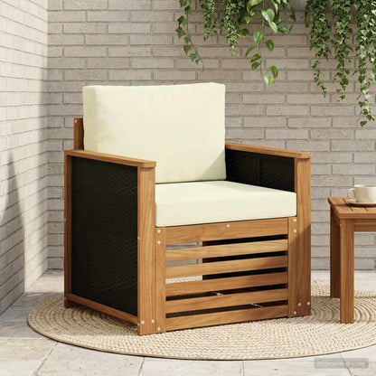 Buiten Midden Sofa Naturel Houten frame met zwart riet