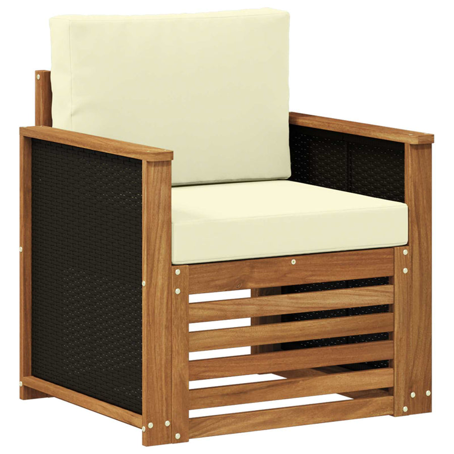 Buiten Midden Sofa Naturel Houten frame met zwart riet