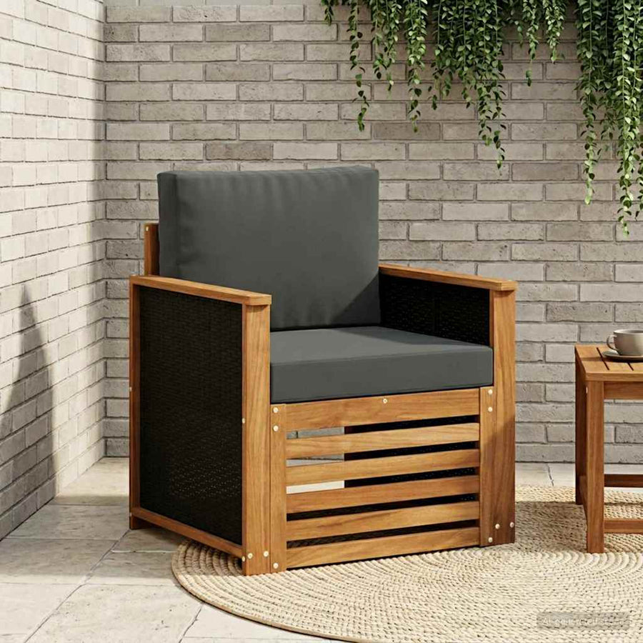 Buiten Midden Sofa Naturel Houten frame met zwart riet
