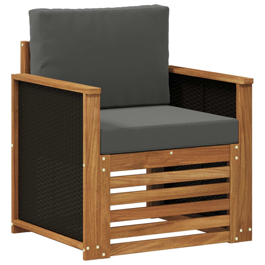 Buiten Midden Sofa Naturel Houten frame met zwart riet