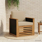 Outdoor Middle Sofa Natural Wooden frame with black wicker
