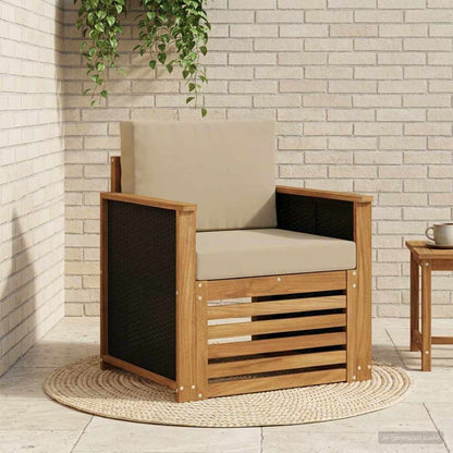 Buiten Midden Sofa Naturel Houten frame met zwart riet