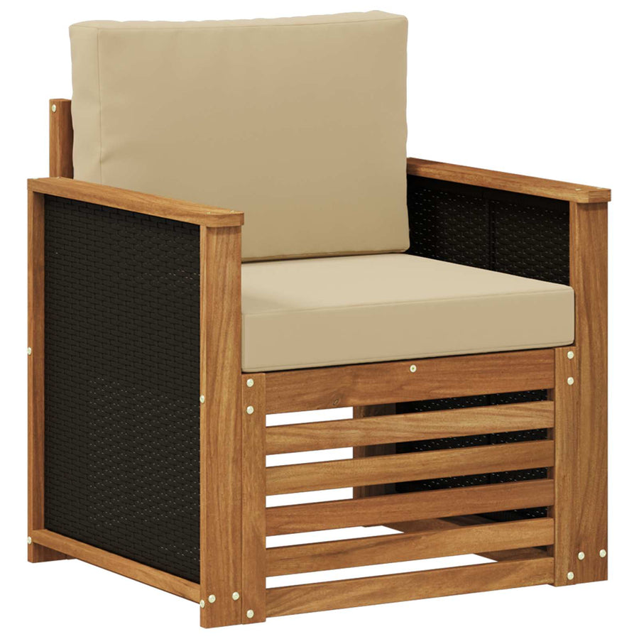 Buiten Midden Sofa Naturel Houten frame met zwart riet