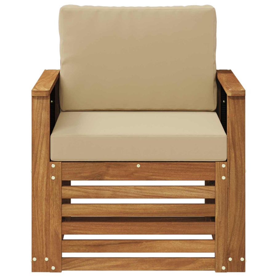 Buiten Midden Sofa Naturel Houten frame met zwart riet