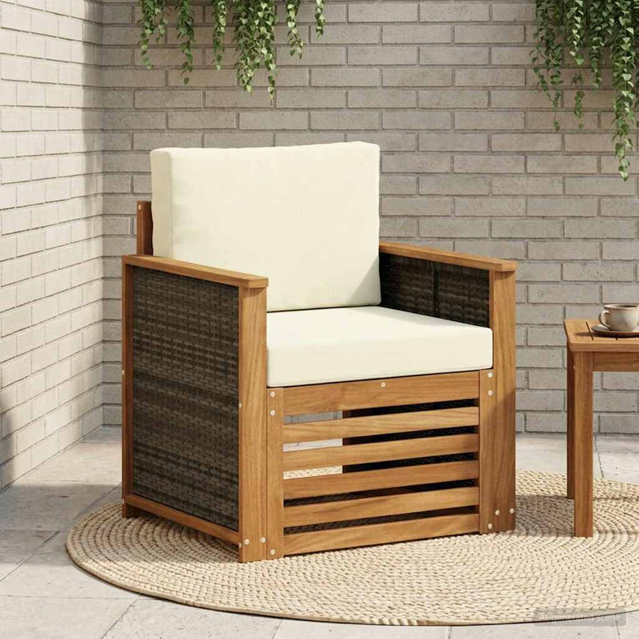 Buiten Midden Sofa Naturel Houten frame met grijs riet