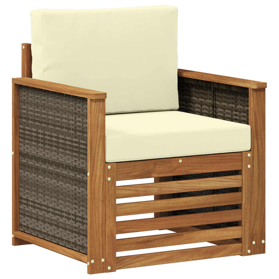 Buiten Midden Sofa Naturel Houten frame met grijs riet