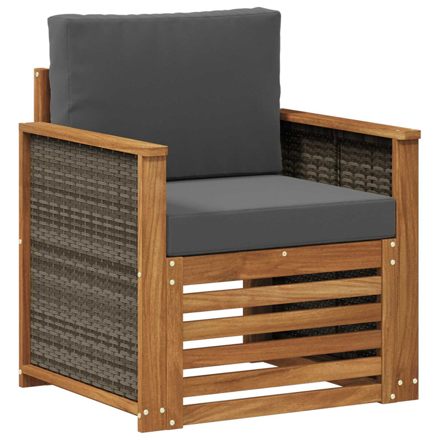 Buiten Midden Sofa Naturel Houten frame met grijs riet