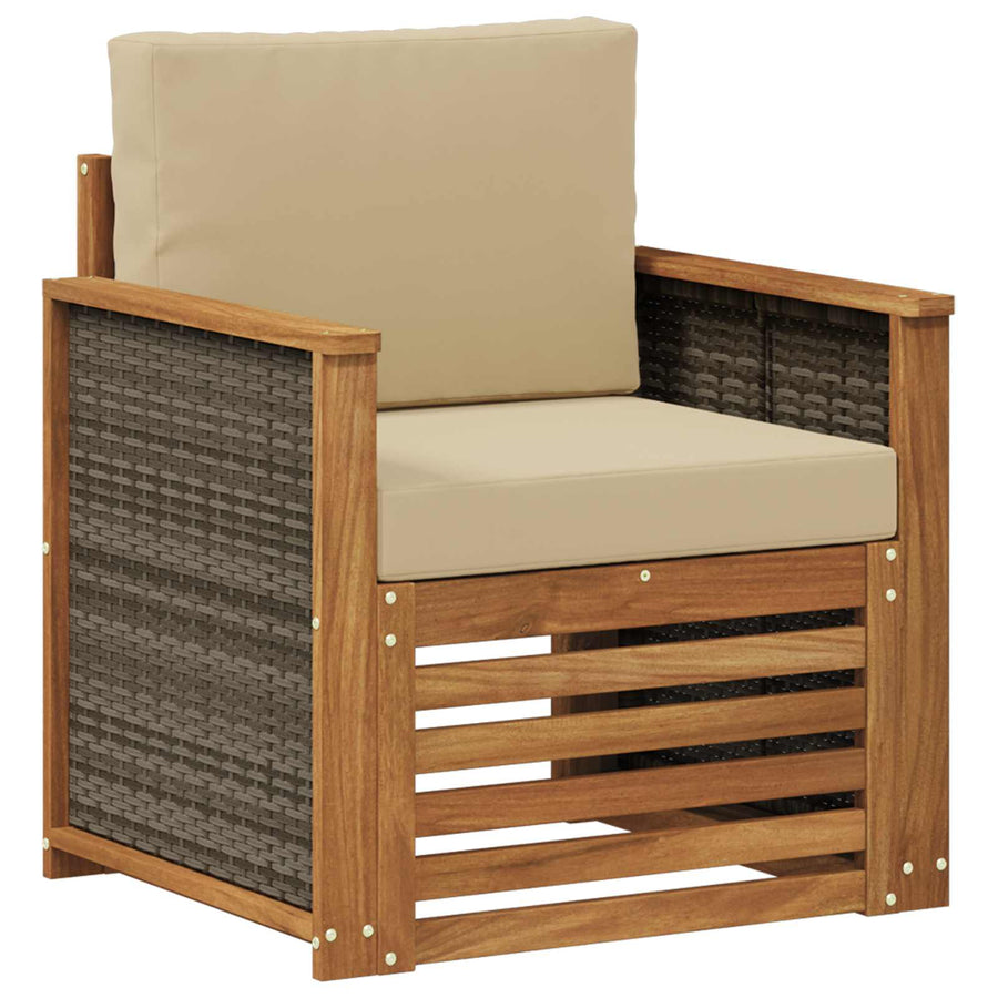 Buiten Midden Sofa Naturel Houten frame met grijs riet