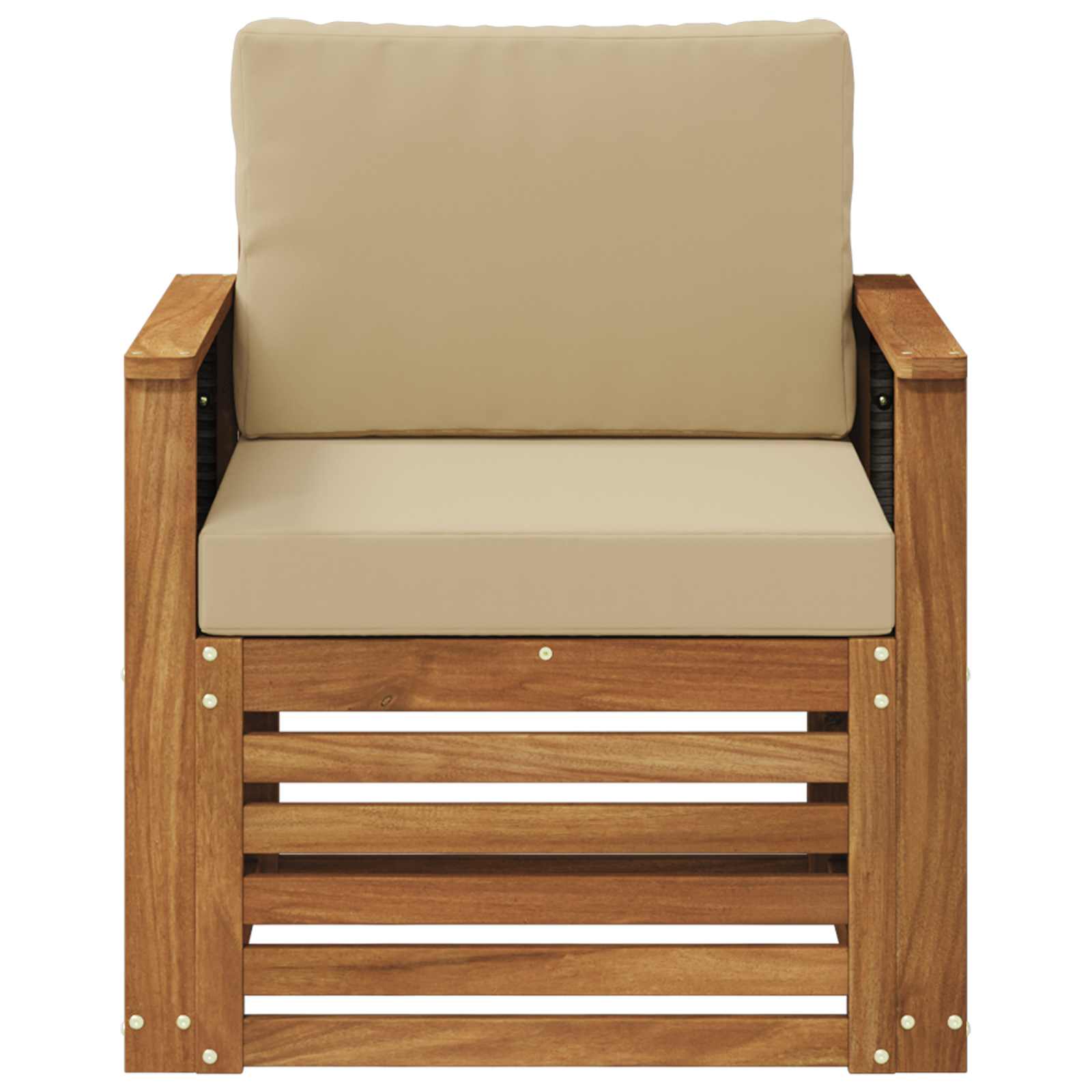 Buiten Midden Sofa Naturel Houten frame met grijs riet