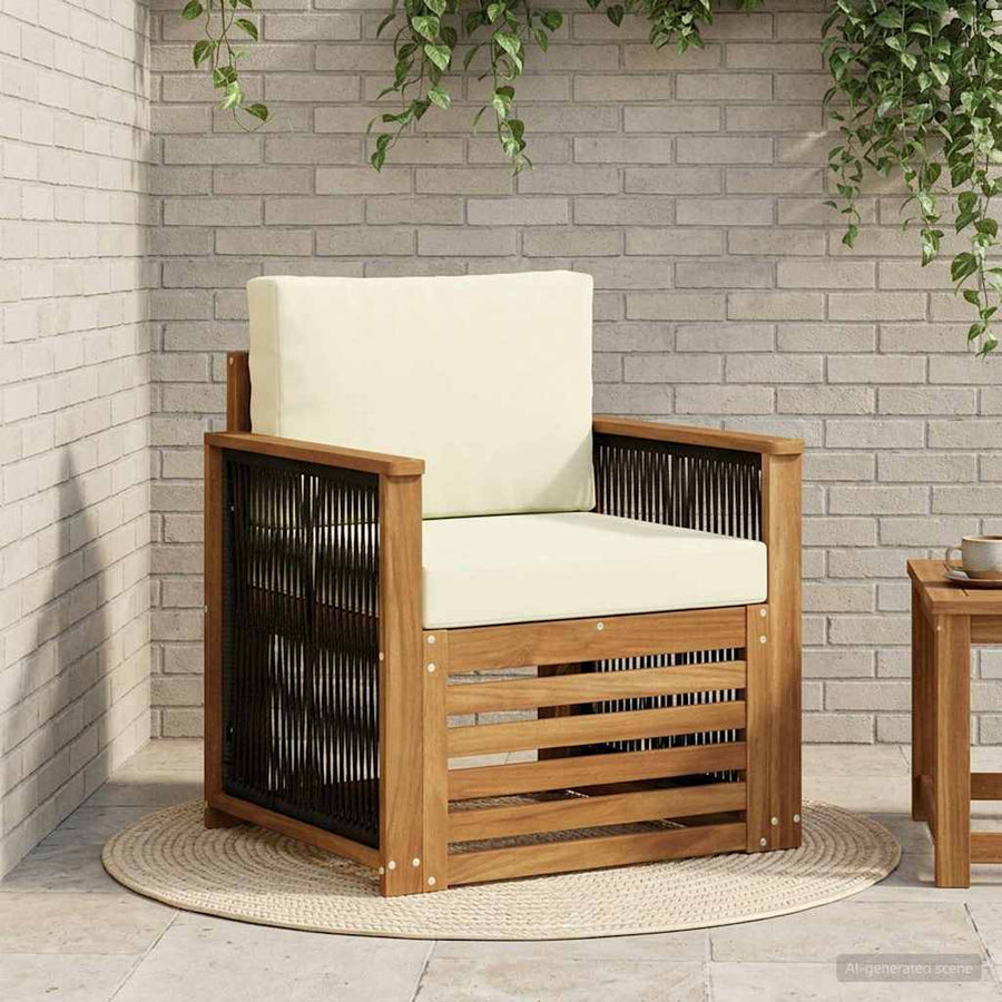 Buiten Midden Sofa Naturel Houten frame met zwart touw