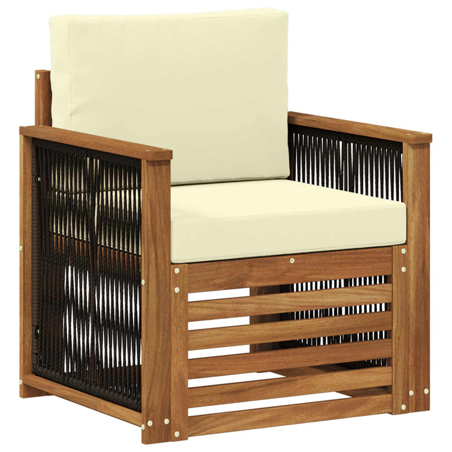 Buiten Midden Sofa Naturel Houten frame met zwart touw