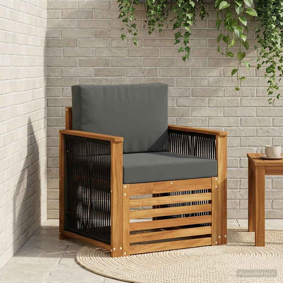 Buiten Midden Sofa Naturel Houten frame met zwart touw