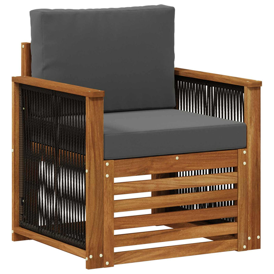 Buiten Midden Sofa Naturel Houten frame met zwart touw