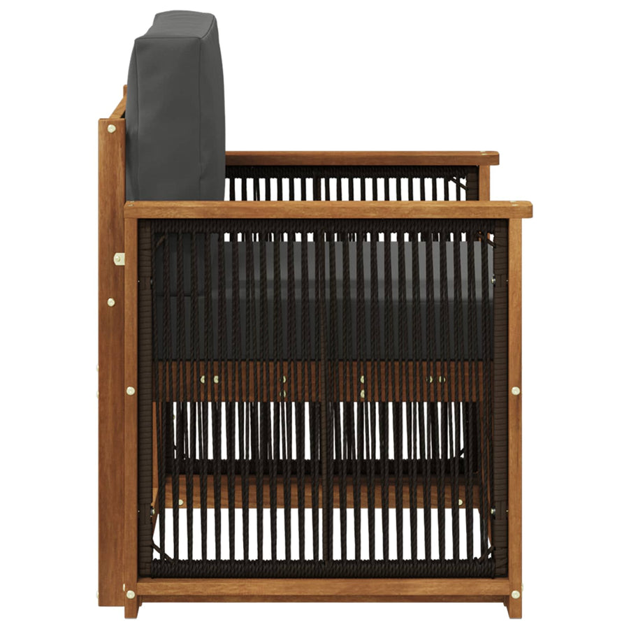 Buiten Midden Sofa Naturel Houten frame met zwart touw