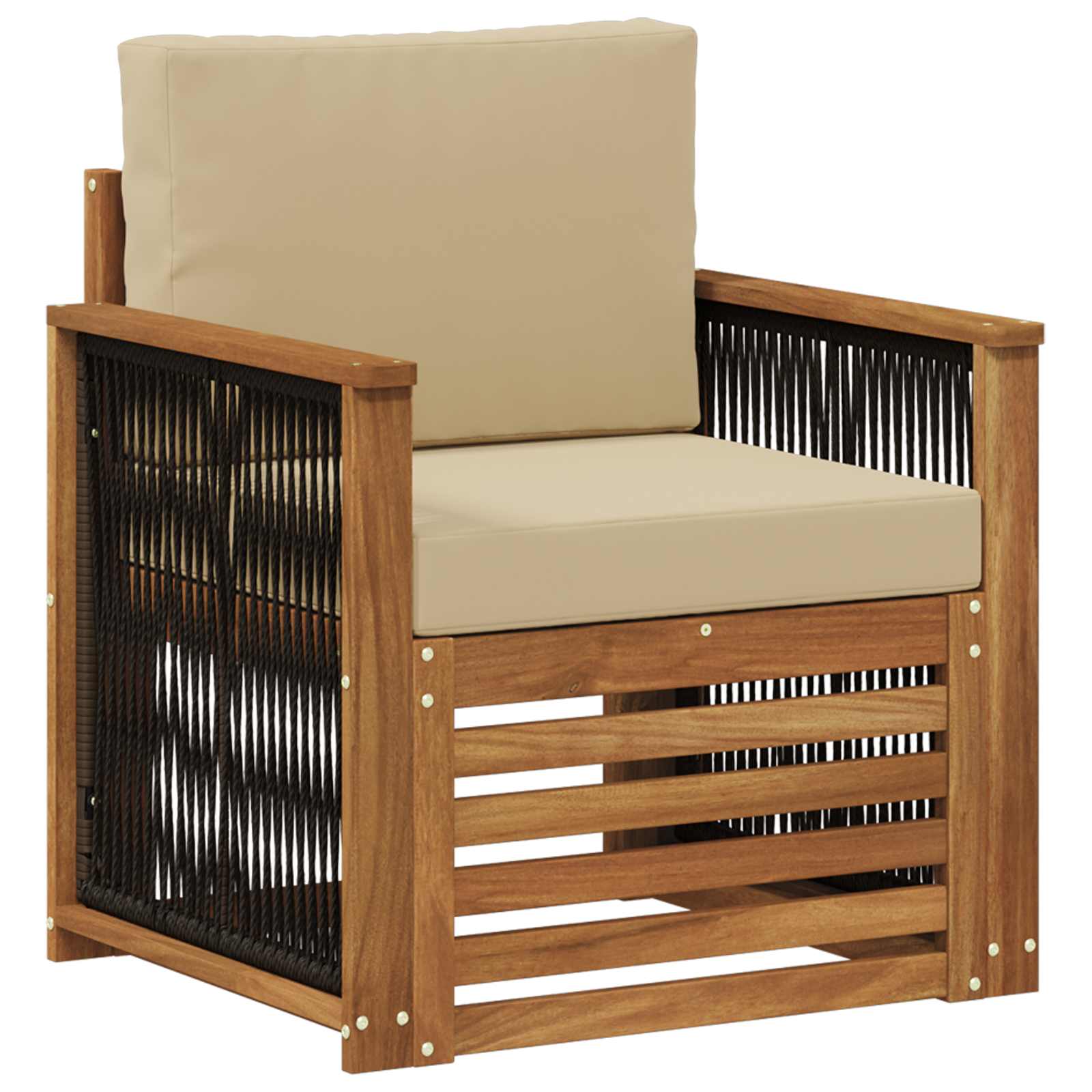Buiten Midden Sofa Naturel Houten frame met zwart touw