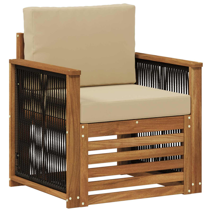 Buiten Midden Sofa Naturel Houten frame met zwart touw