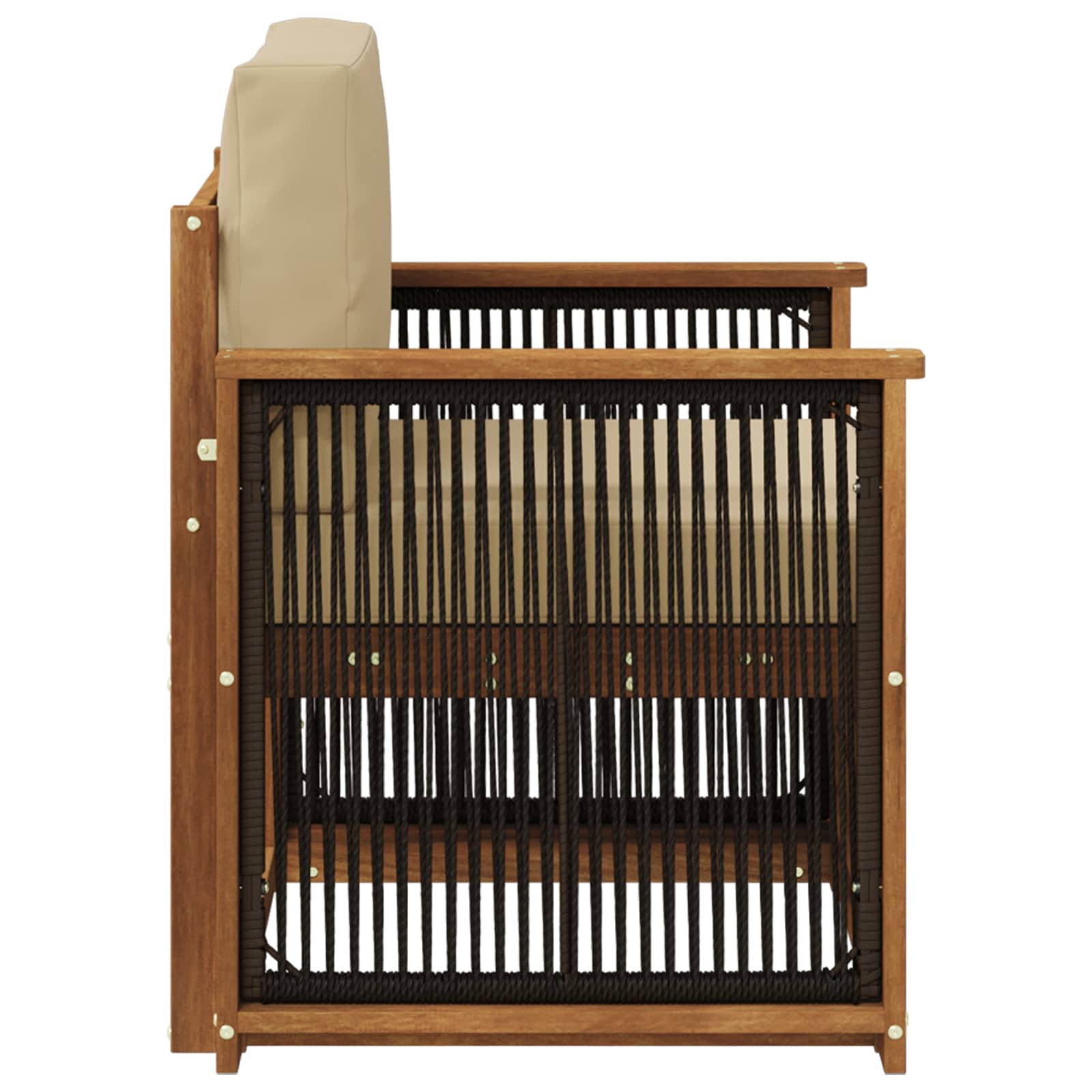 Buiten Midden Sofa Naturel Houten frame met zwart touw