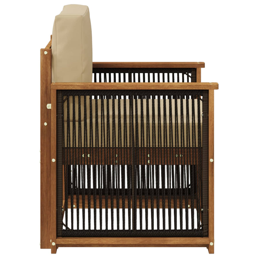 Buiten Midden Sofa Naturel Houten frame met zwart touw