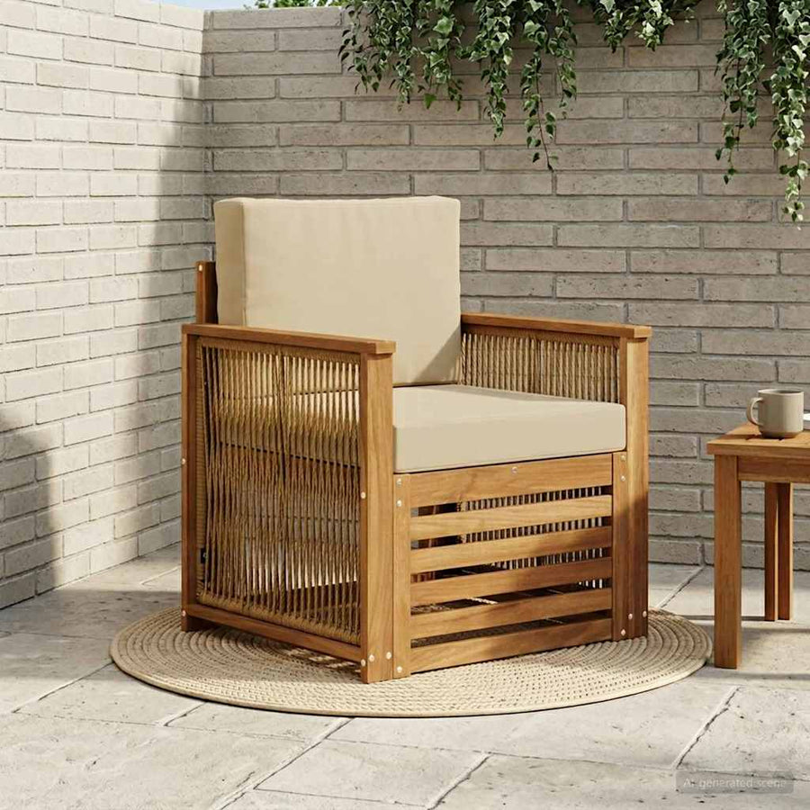 Buiten Midden Sofa Naturel Houten frame met koffie touw