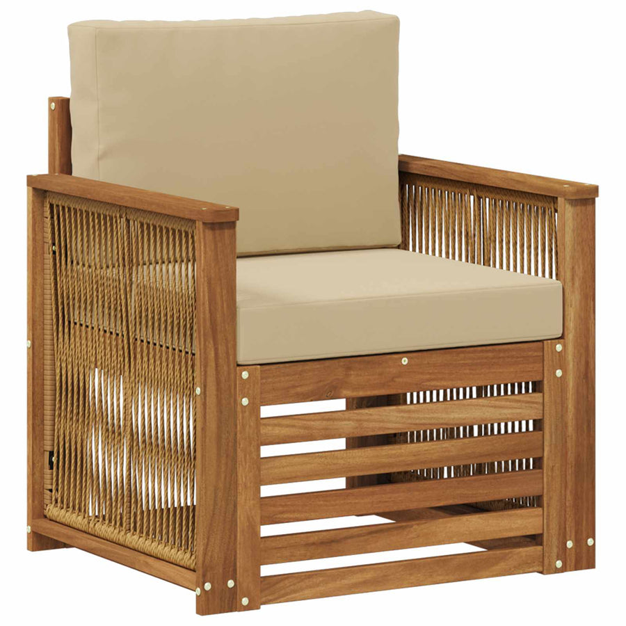 Buiten Midden Sofa Naturel Houten frame met koffie touw