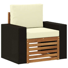 Buiten Midden Sofa Naturel Metalen frame met zwart riet