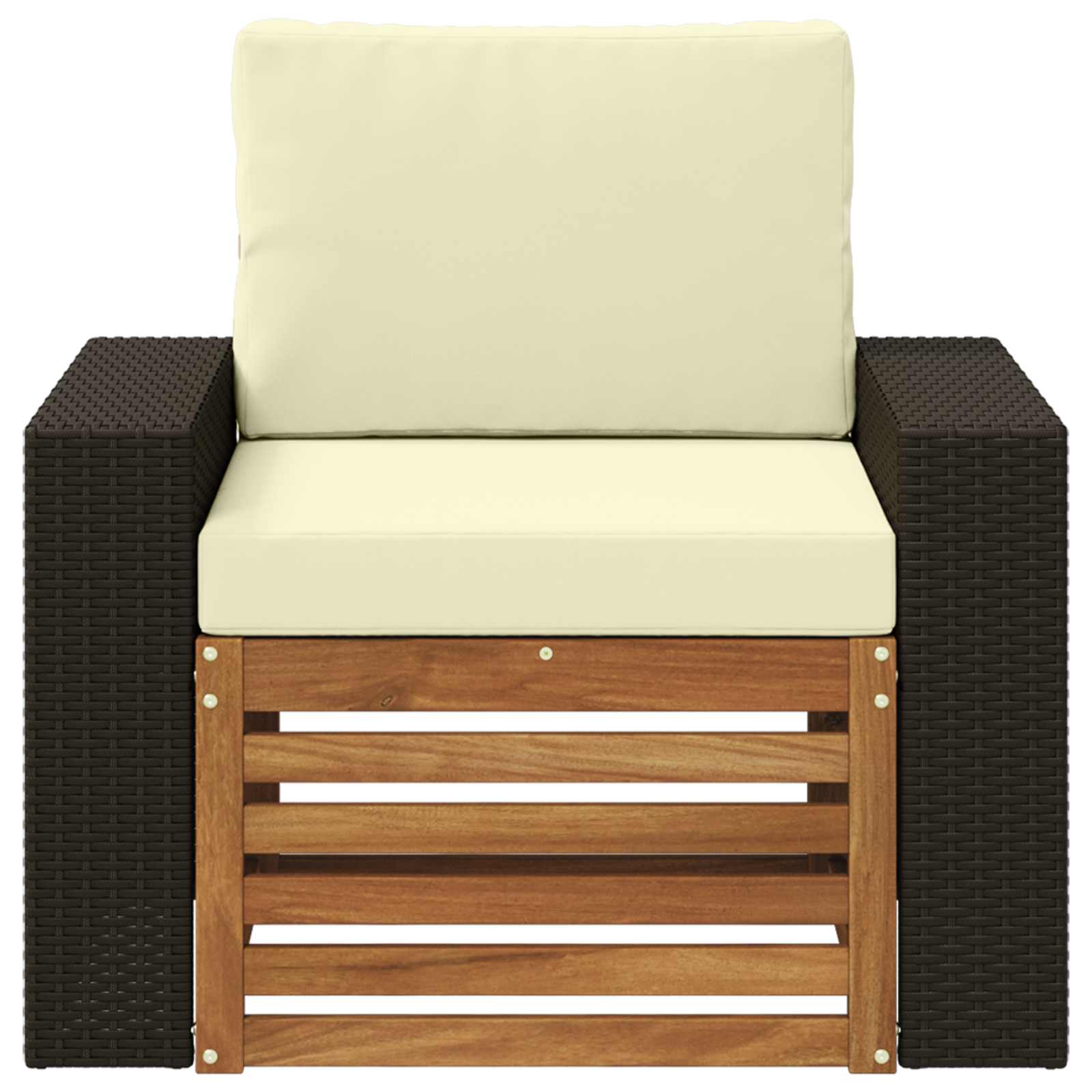 Buiten Midden Sofa Naturel Metalen frame met zwart riet