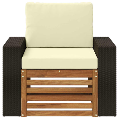 Buiten Midden Sofa Naturel Metalen frame met zwart riet