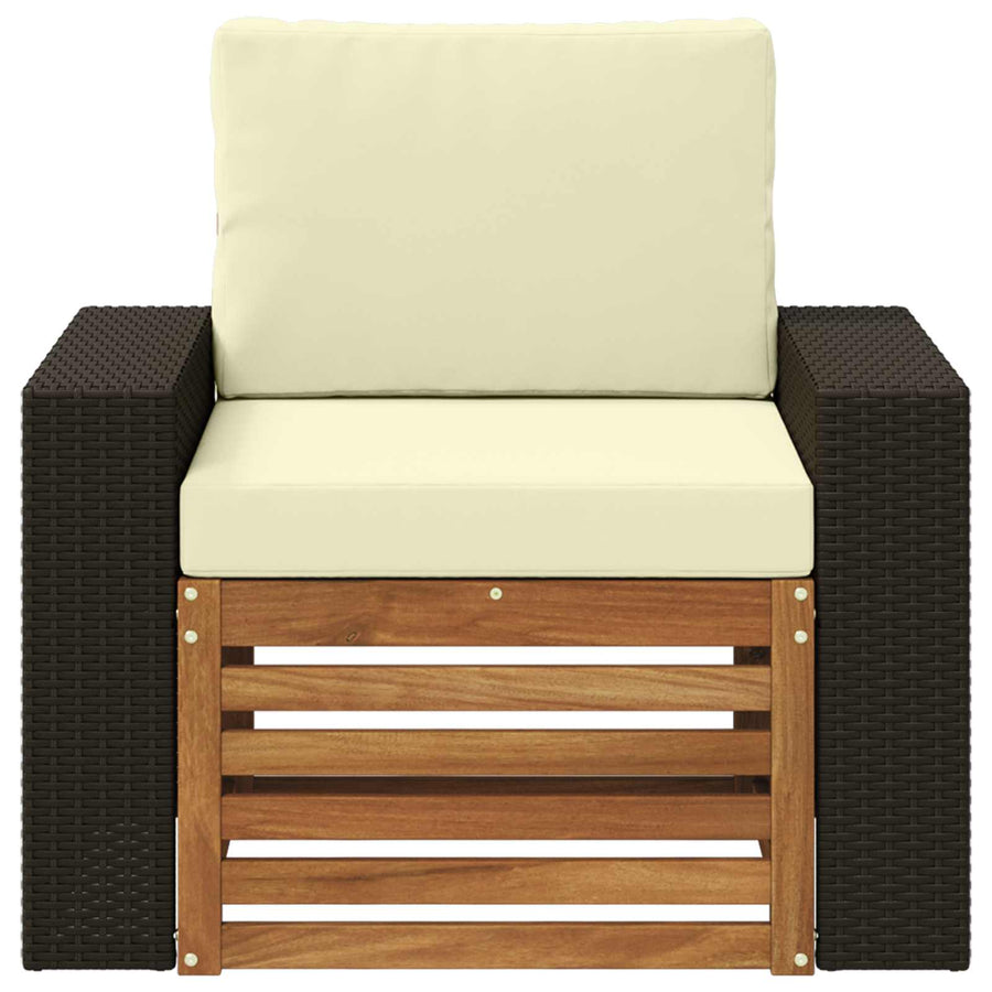 Buiten Midden Sofa Naturel Metalen frame met zwart riet