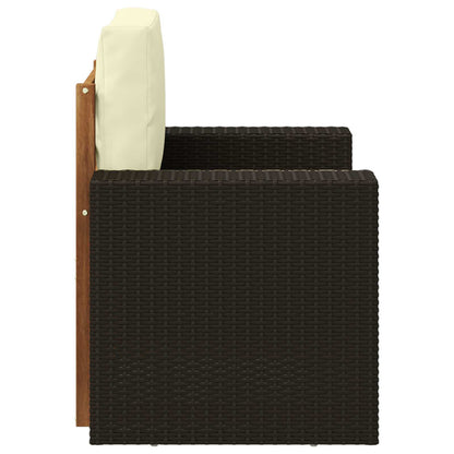 Buiten Midden Sofa Naturel Metalen frame met zwart riet