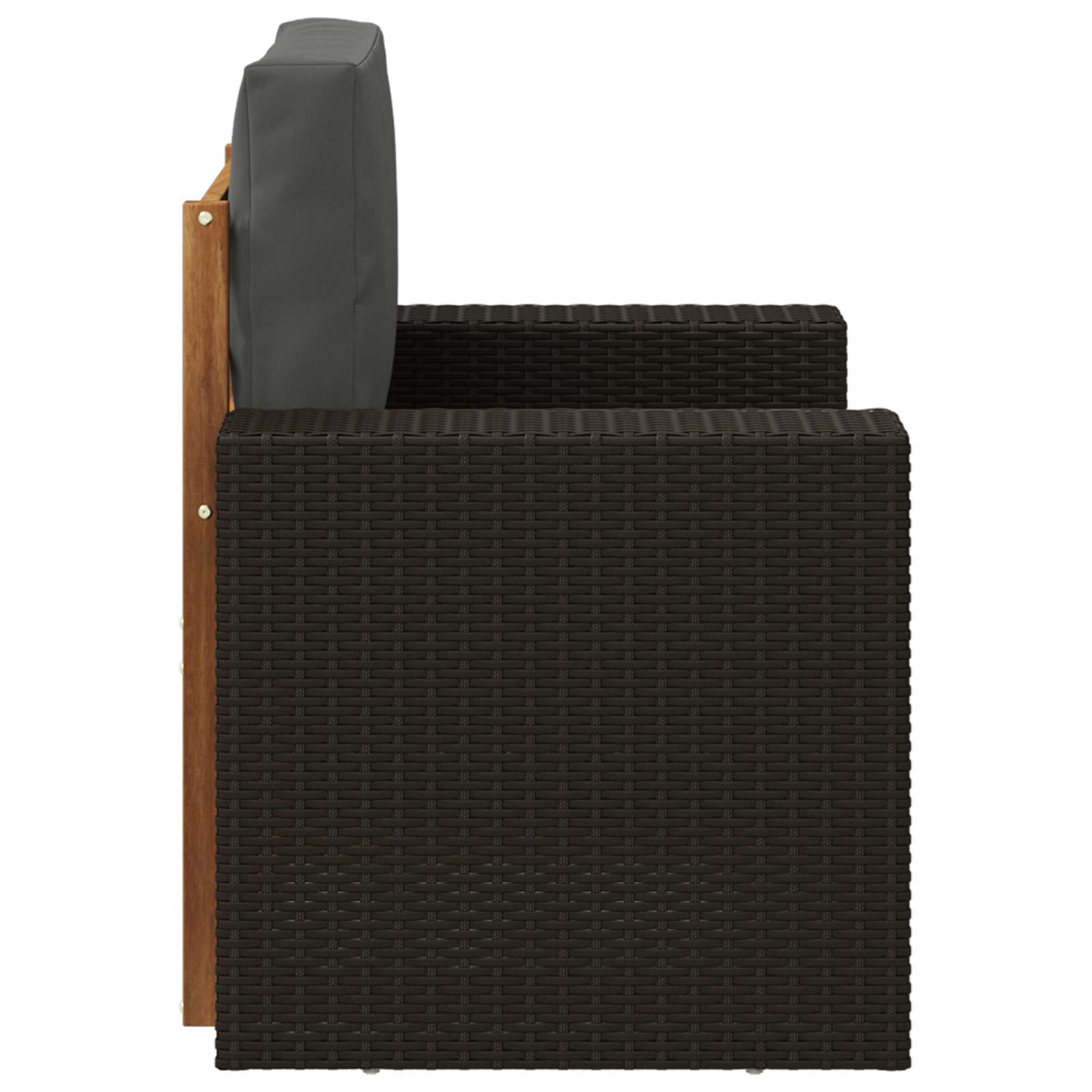 Buiten Midden Sofa Massief Acaciahout Naturel Metalen frame met zwart riet