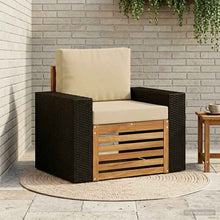 Buiten Midden Sofa Naturel Metalen frame met zwart riet
