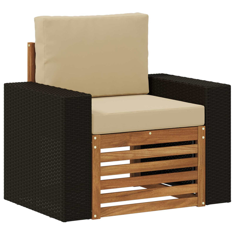 Buiten Midden Sofa Naturel Metalen frame met zwart riet