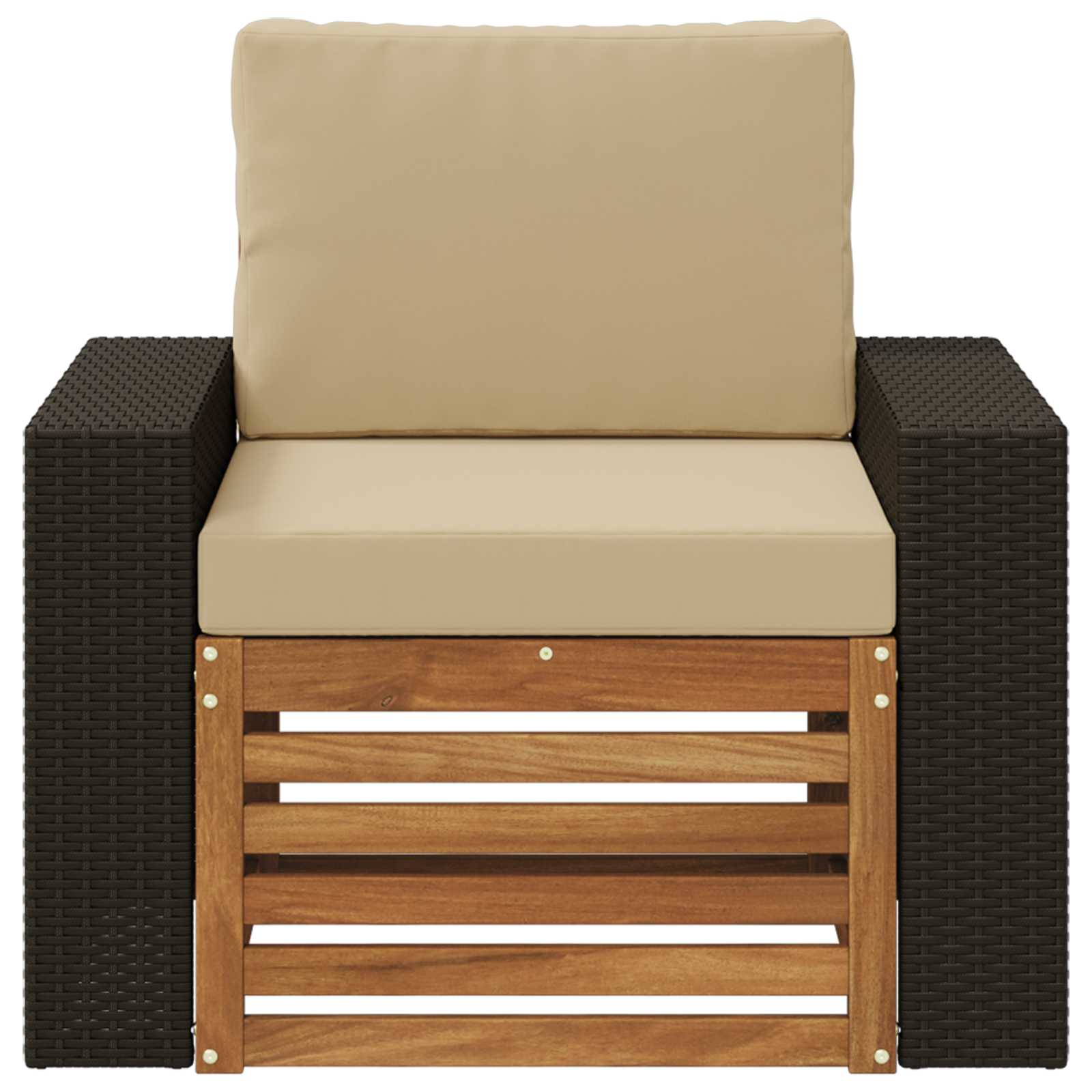 Buiten Midden Sofa Naturel Metalen frame met zwart riet