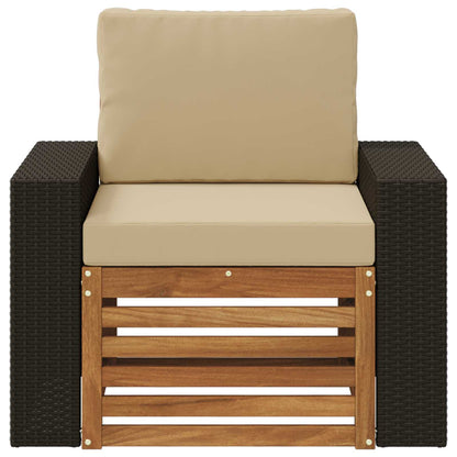 Buiten Midden Sofa Naturel Metalen frame met zwart riet