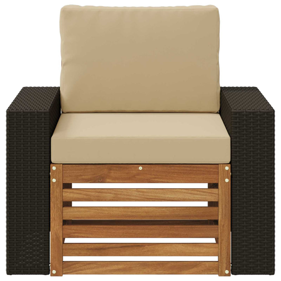 Buiten Midden Sofa Naturel Metalen frame met zwart riet