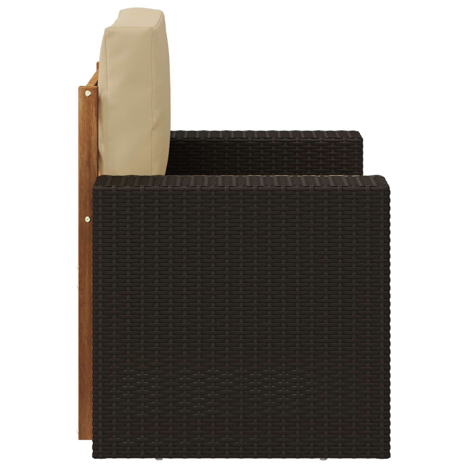Buiten Midden Sofa Naturel Metalen frame met zwart riet