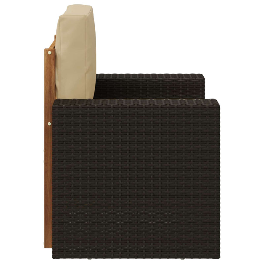 Buiten Midden Sofa Naturel Metalen frame met zwart riet