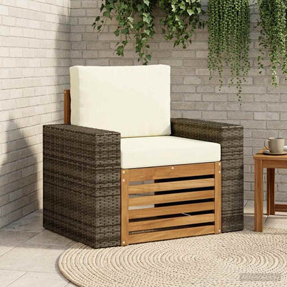 Buiten Midden Sofa Naturel Metalen frame met grijs riet