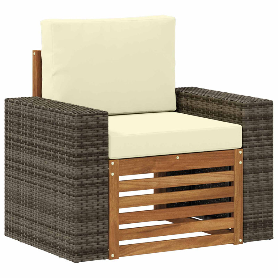 Buiten Midden Sofa Naturel Metalen frame met grijs riet