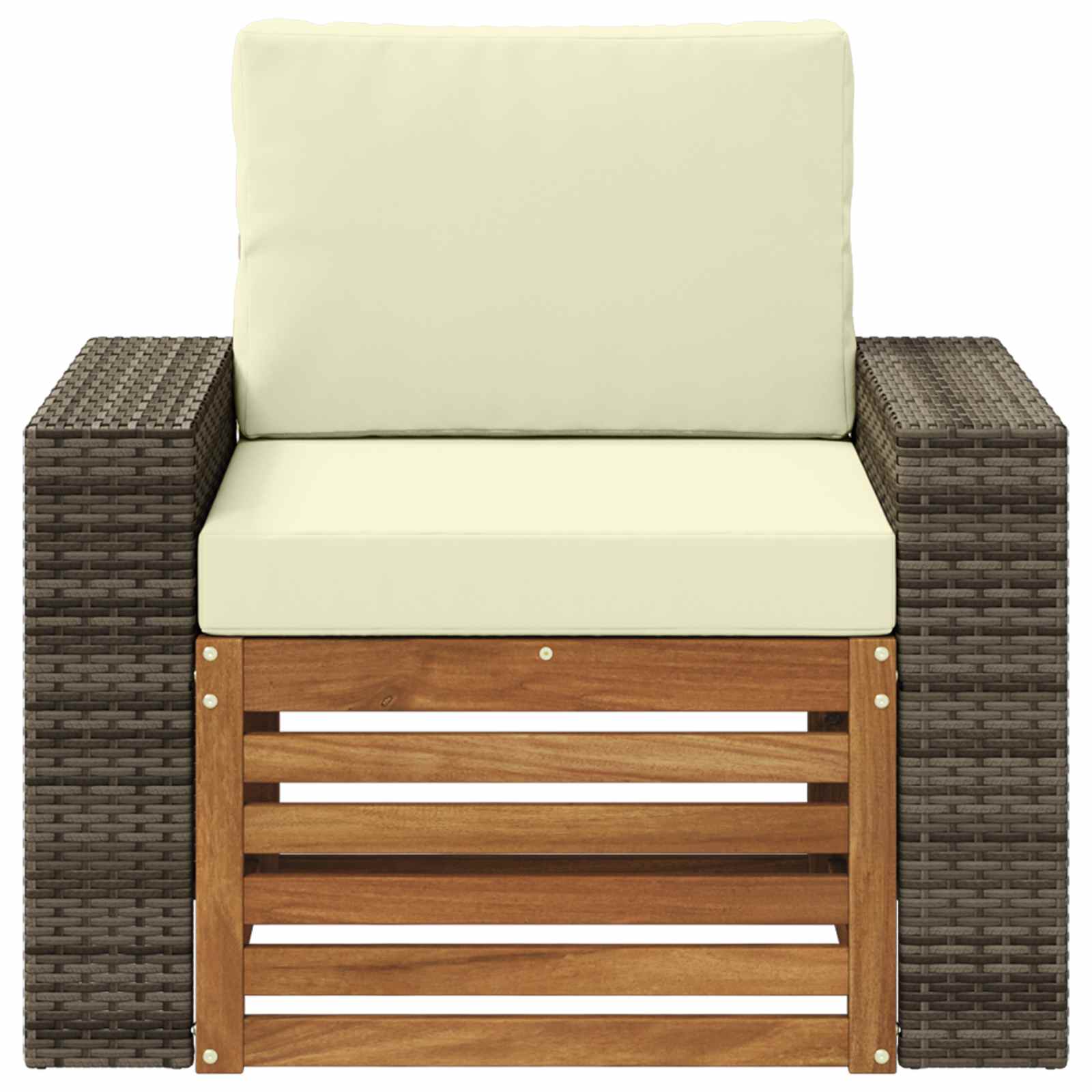 Buiten Midden Sofa Naturel Metalen frame met grijs riet