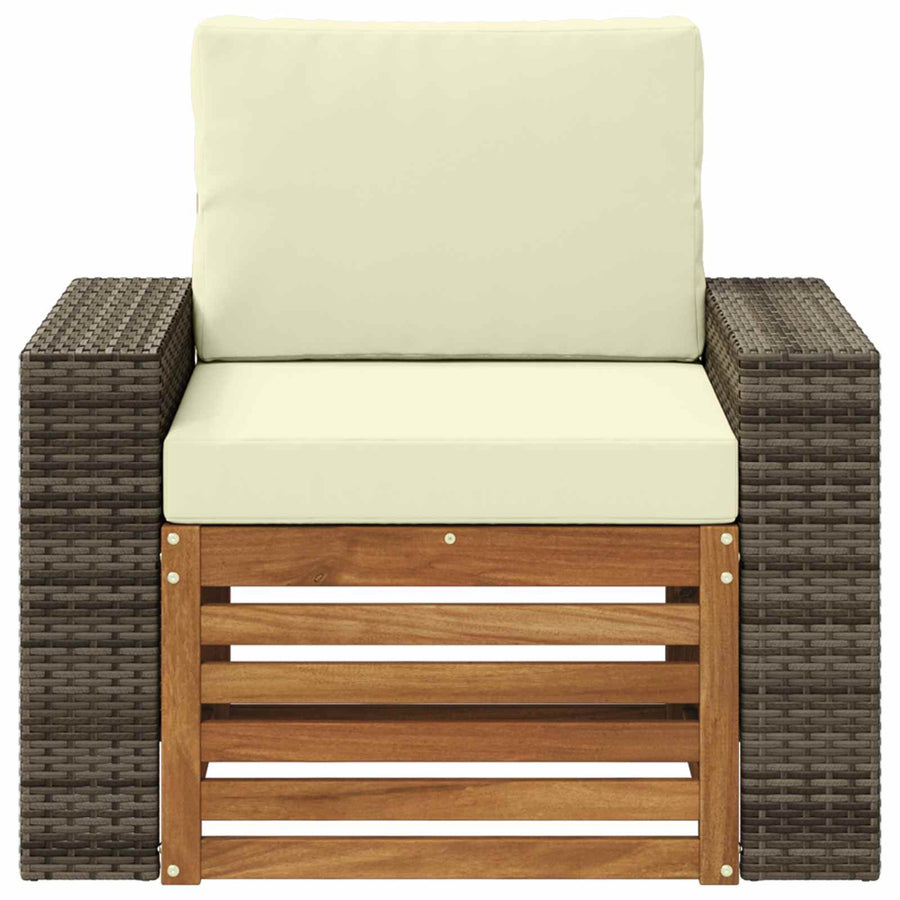 Buiten Midden Sofa Naturel Metalen frame met grijs riet