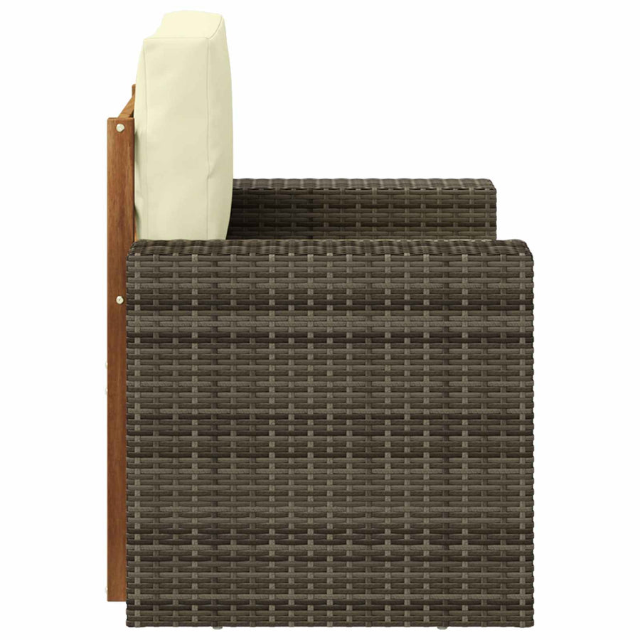 Buiten Midden Sofa Naturel Metalen frame met grijs riet