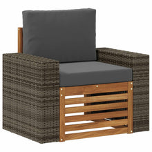 Buiten Midden Sofa Massief Acaciahout Naturel Metalen frame met grijs riet