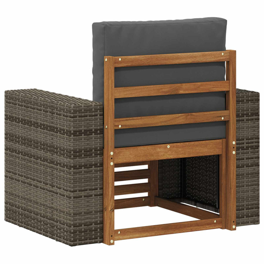 Buiten Midden Sofa Massief Acaciahout Naturel Metalen frame met grijs riet