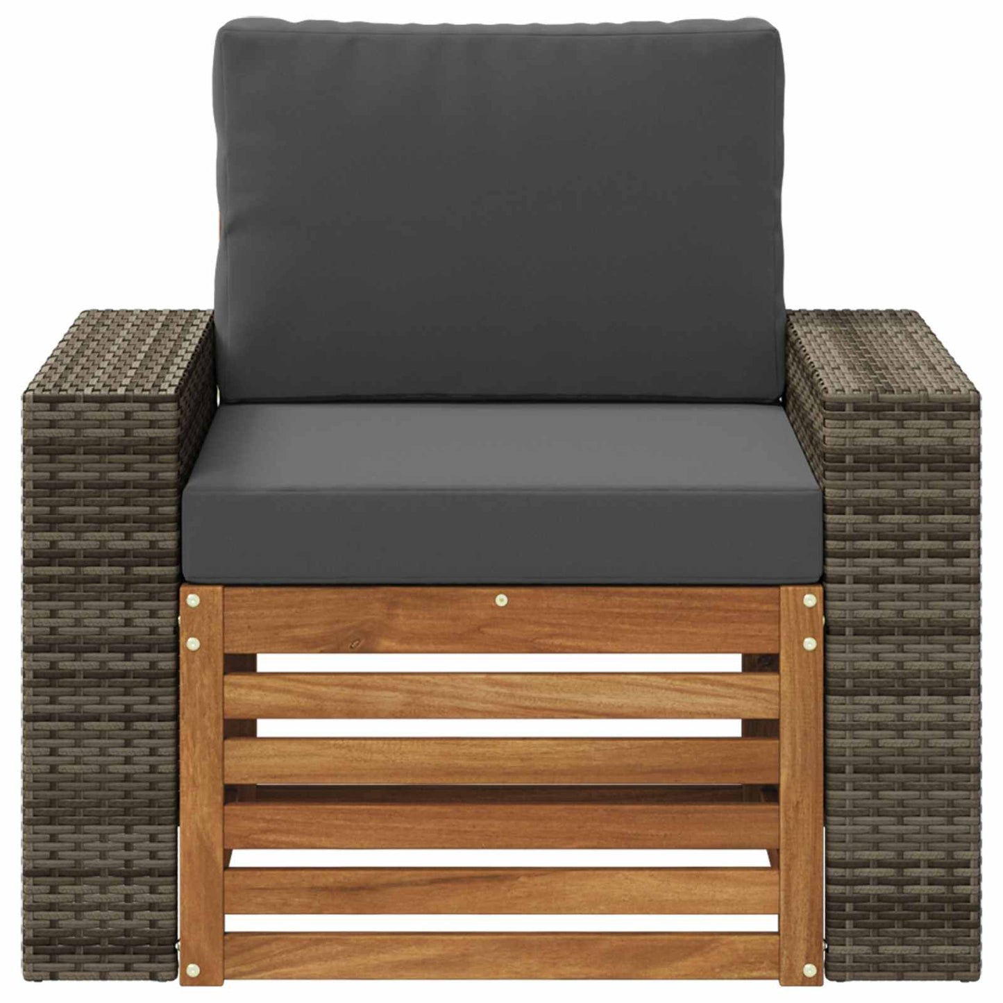 Buiten Midden Sofa Massief Acaciahout Naturel Metalen frame met grijs riet